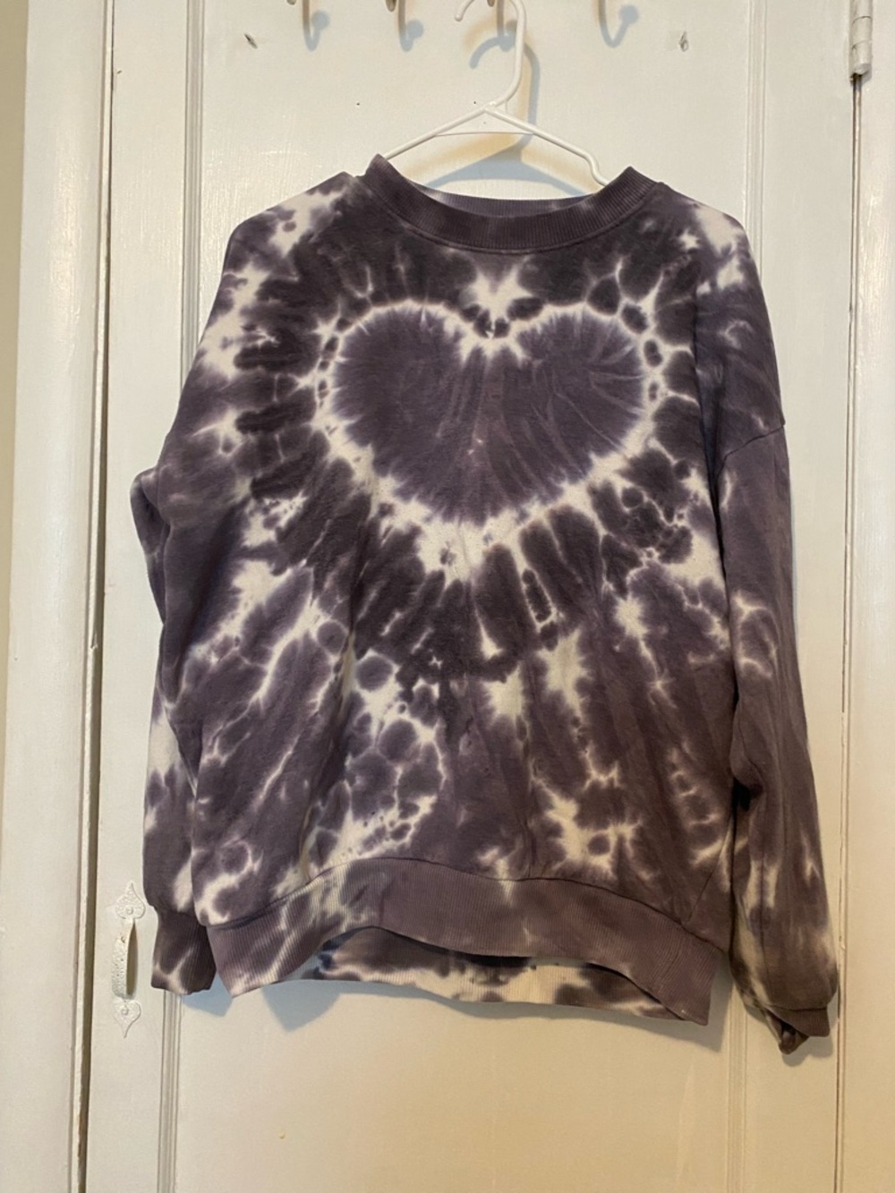 No Boundaries Purple and White Tie-Dye Heart Sweatshirt
